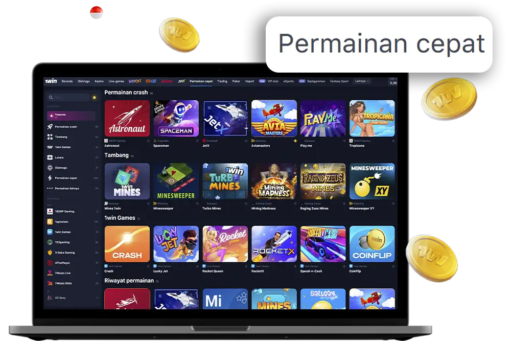 1Win Indonesia Permainan cepat untuk penggemar kecepatan dan sensasi.