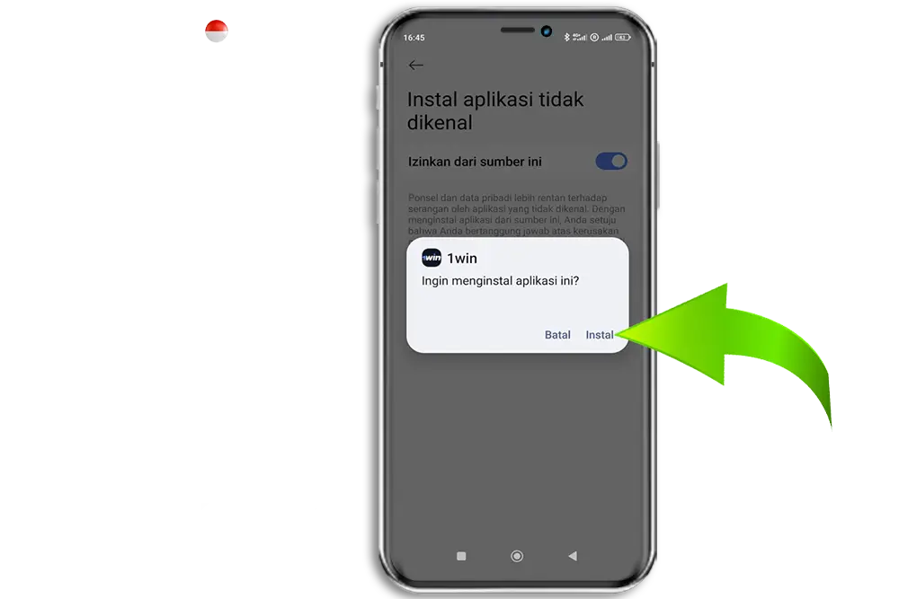 Langkah 4 instalasi aplikasi 1win di Android